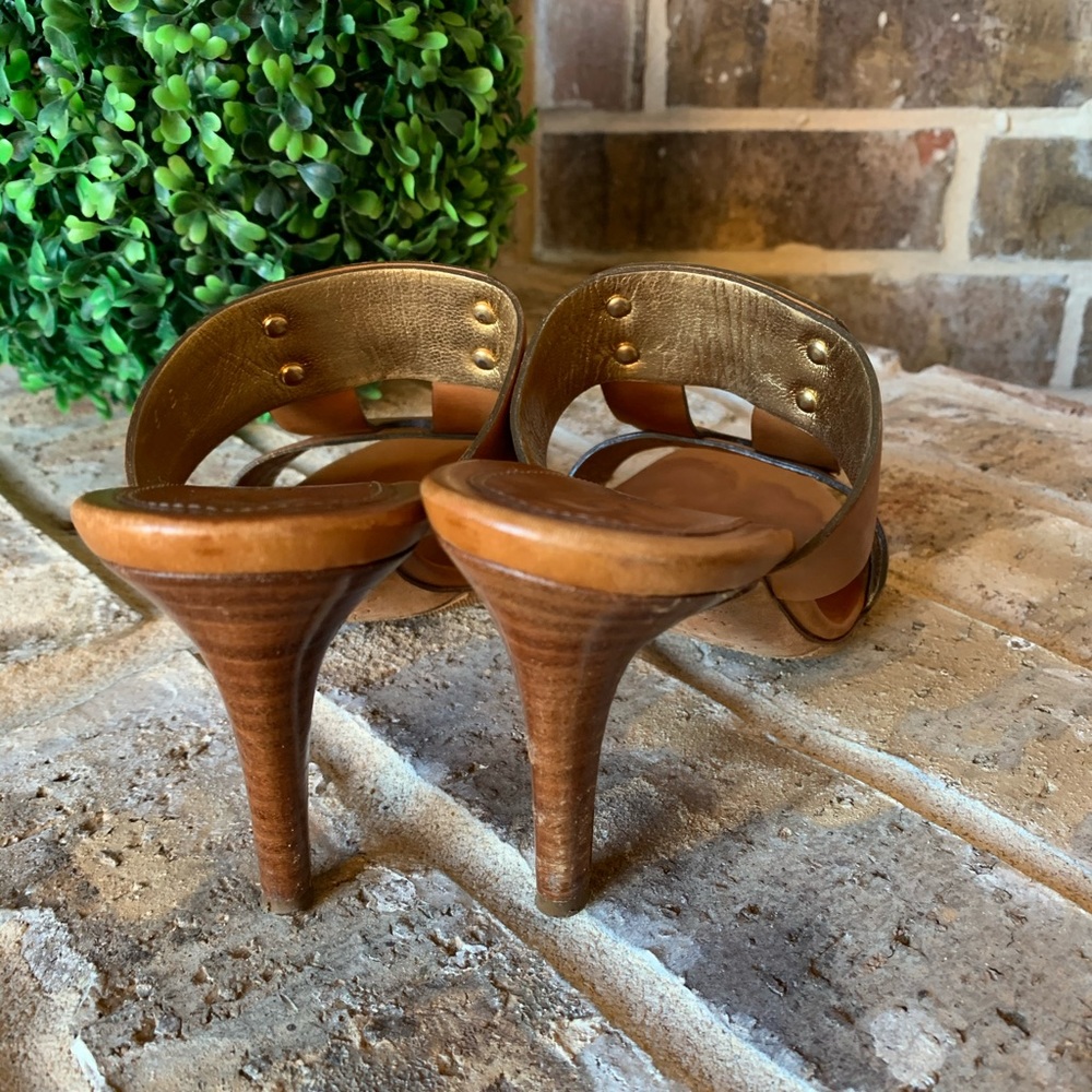 CELINE cognac brown leather mule sandals 6B - Picture 4 of 8